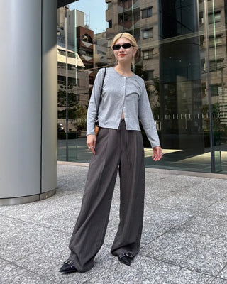 Striped string wide slacks