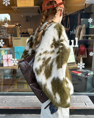 Cowhide Pattern Mohair Knit Loose Sweater