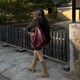 Faux leather shoulder bag