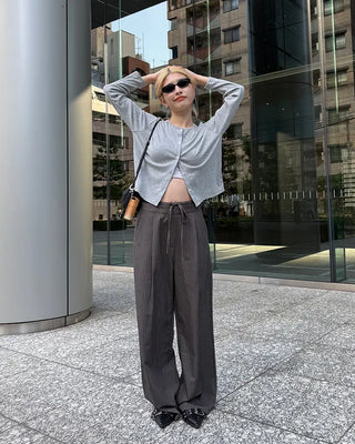Striped string wide slacks