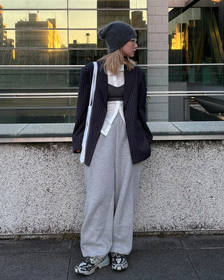 Striped Shoulder Pad Oversized Jacket