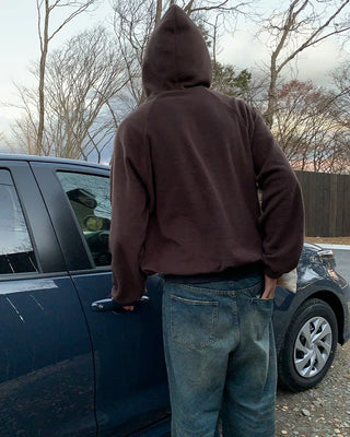 High-neck simple fleece hoodie