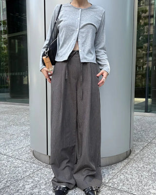 Striped string wide slacks