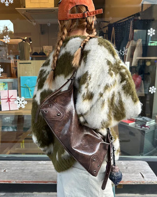 Cowhide Pattern Mohair Knit Loose Sweater