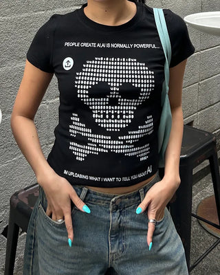 Money Skull Semi-Cropped Half T-Shirt