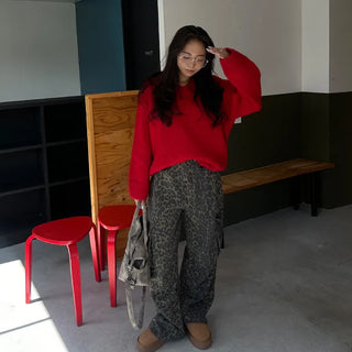 V-neck oversized knit