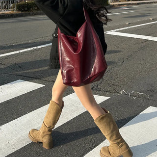 Faux leather shoulder bag