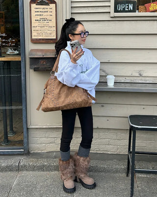 Rib-knit warmer layered leggings