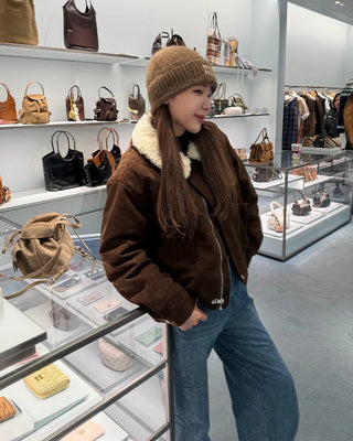 Fur Collar Point Blouson Jacket