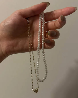 Pearl Heart Layered Necklace