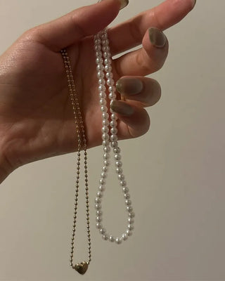Pearl Heart Layered Necklace