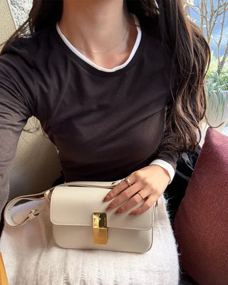 Two-tone layered long-sleeve T-shirt