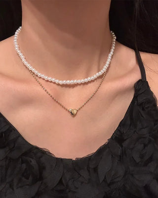 Pearl Heart Layered Necklace
