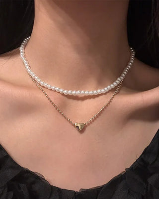Pearl Heart Layered Necklace