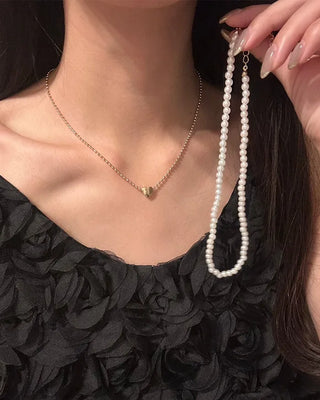 Pearl Heart Layered Necklace