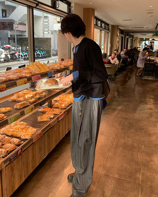 (Unisex) Striped Curved Slacks