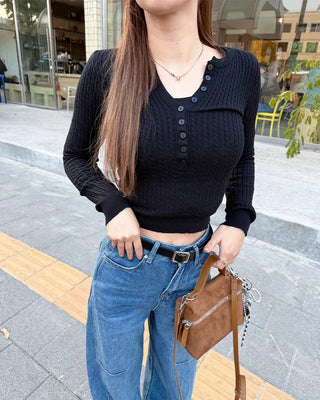 Square suede mini bag with zipper detail