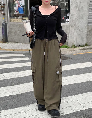 Track Line 2-Way Elastic Cargo Pants (2 colors)