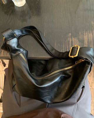 Leather stitch shoulder bag