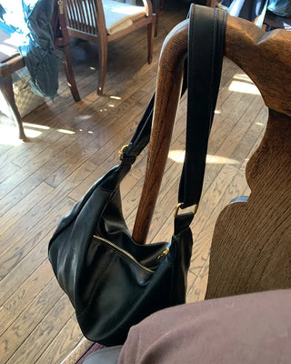 Leather stitch shoulder bag