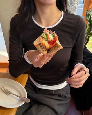 Two-tone layered long-sleeve T-shirt