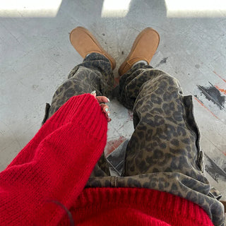 Leopard cargo pants