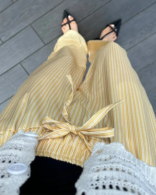 Striped elastic waist pants
