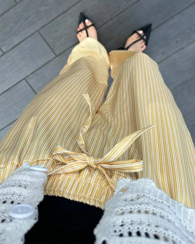 Striped elastic waist pants