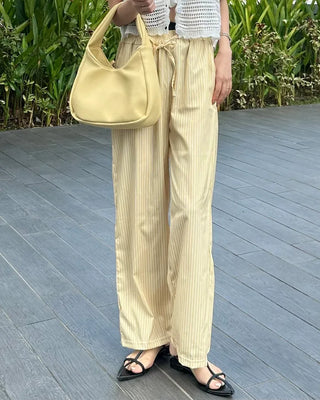 Striped elastic waist pants