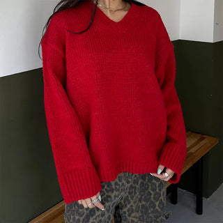V-neck oversized knit