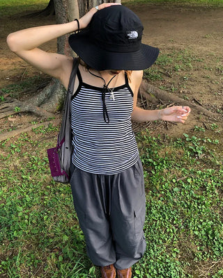 (Unisex) Elastic Waist Summer Cargo Jogger Pants
