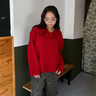 V-neck oversized knit