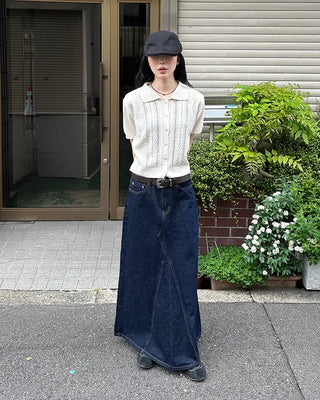 Short-sleeved knit polo shirt