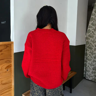 V-neck oversized knit