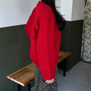 V-neck oversized knit