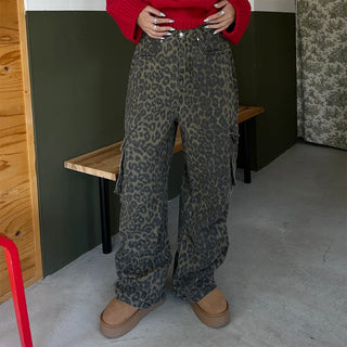 Leopard cargo pants