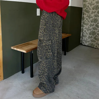 Leopard cargo pants
