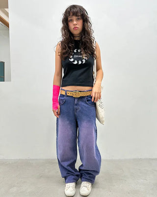 (ORIGINAL) Loose-fit denim pants (purple)