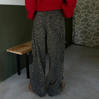 Leopard cargo pants