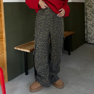 Leopard cargo pants