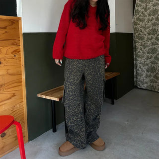 Leopard cargo pants