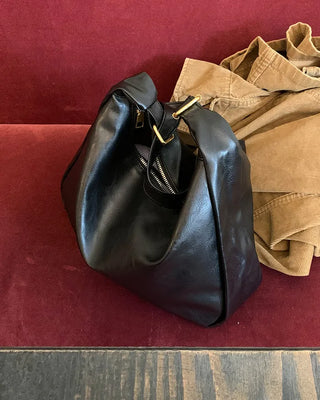 Leather stitch shoulder bag