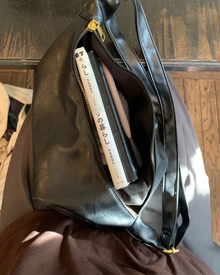 Leather stitch shoulder bag