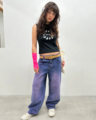 (ORIGINAL) Loose-fit denim pants (purple)