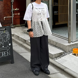 Layered sheer ribbon sleeveless top