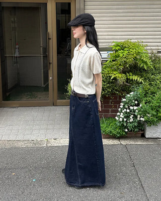 Short-sleeved knit polo shirt