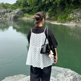 Layered sheer ribbon sleeveless top