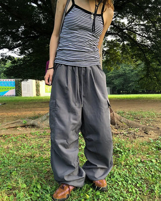 (Unisex) Elastic Waist Summer Cargo Jogger Pants