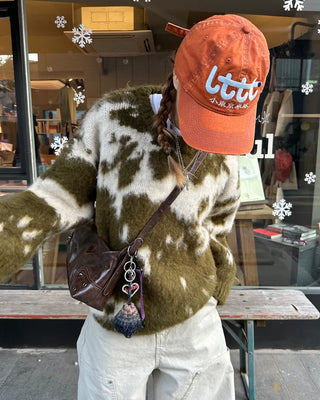 Cowhide Pattern Mohair Knit Loose Sweater