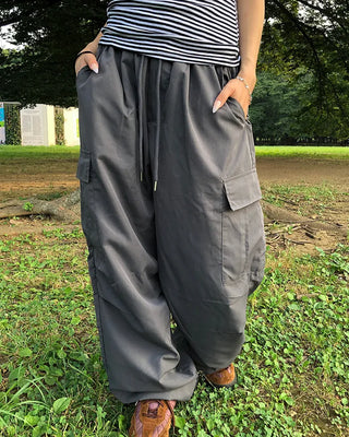(Unisex) Elastic Waist Summer Cargo Jogger Pants